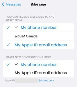 iMessage eSIM iPhone settings