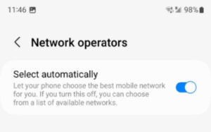 With a Samsung eSIM, Network Operators must be set to Select Automatically