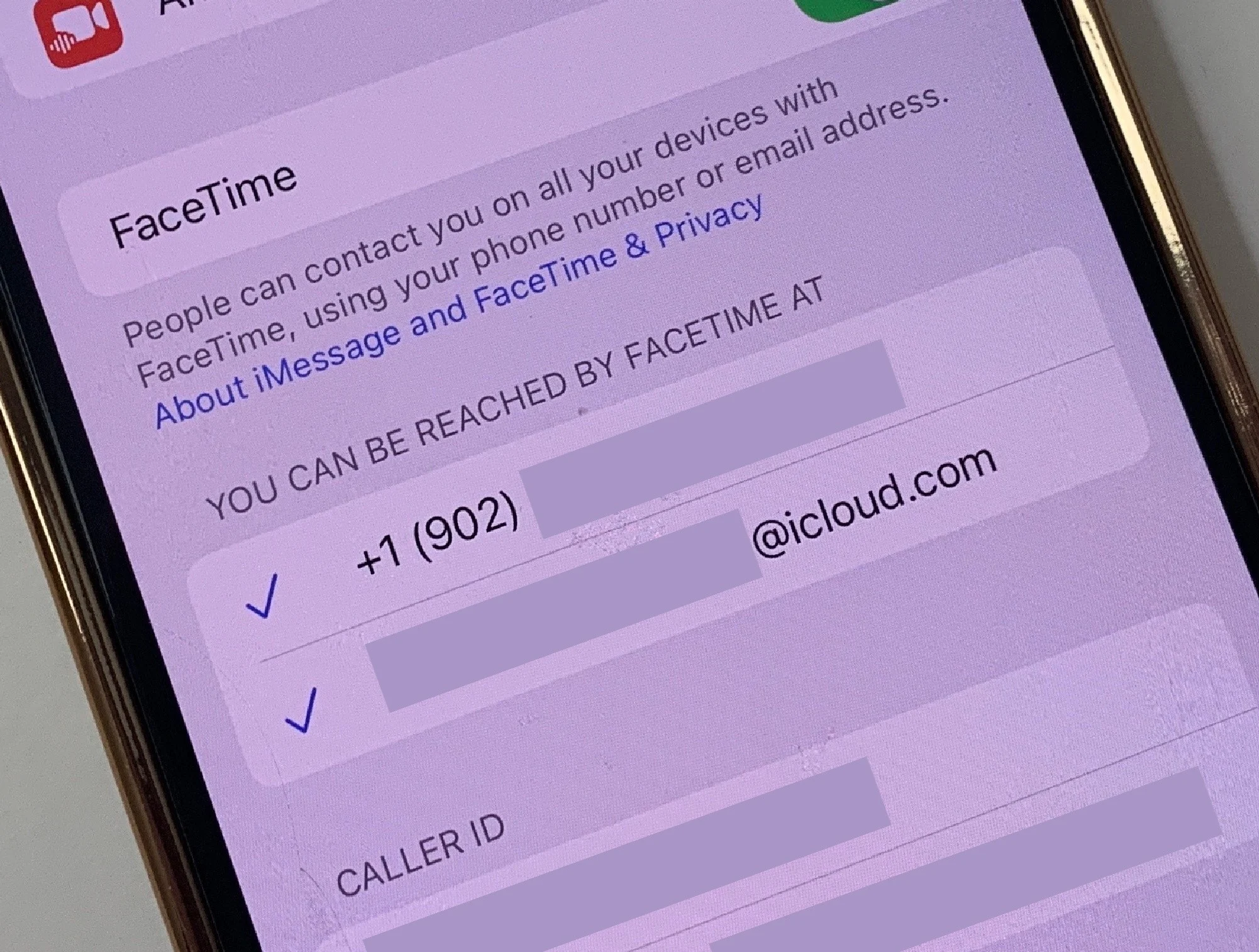FaceTime eSIM settings