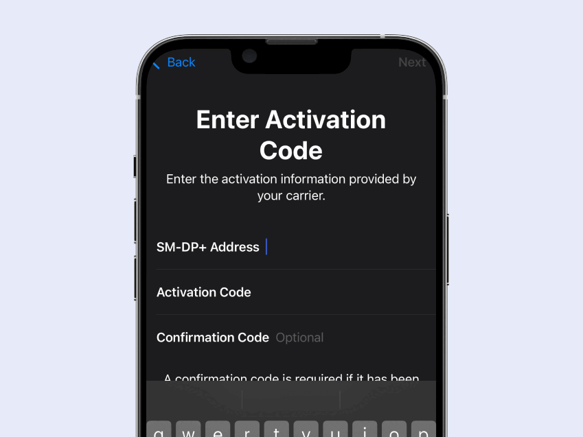 68af36451d9f1-How to install iPhone eSIM with manual method 5How to install iPhone eSIM with manual method SM-DP+ Address