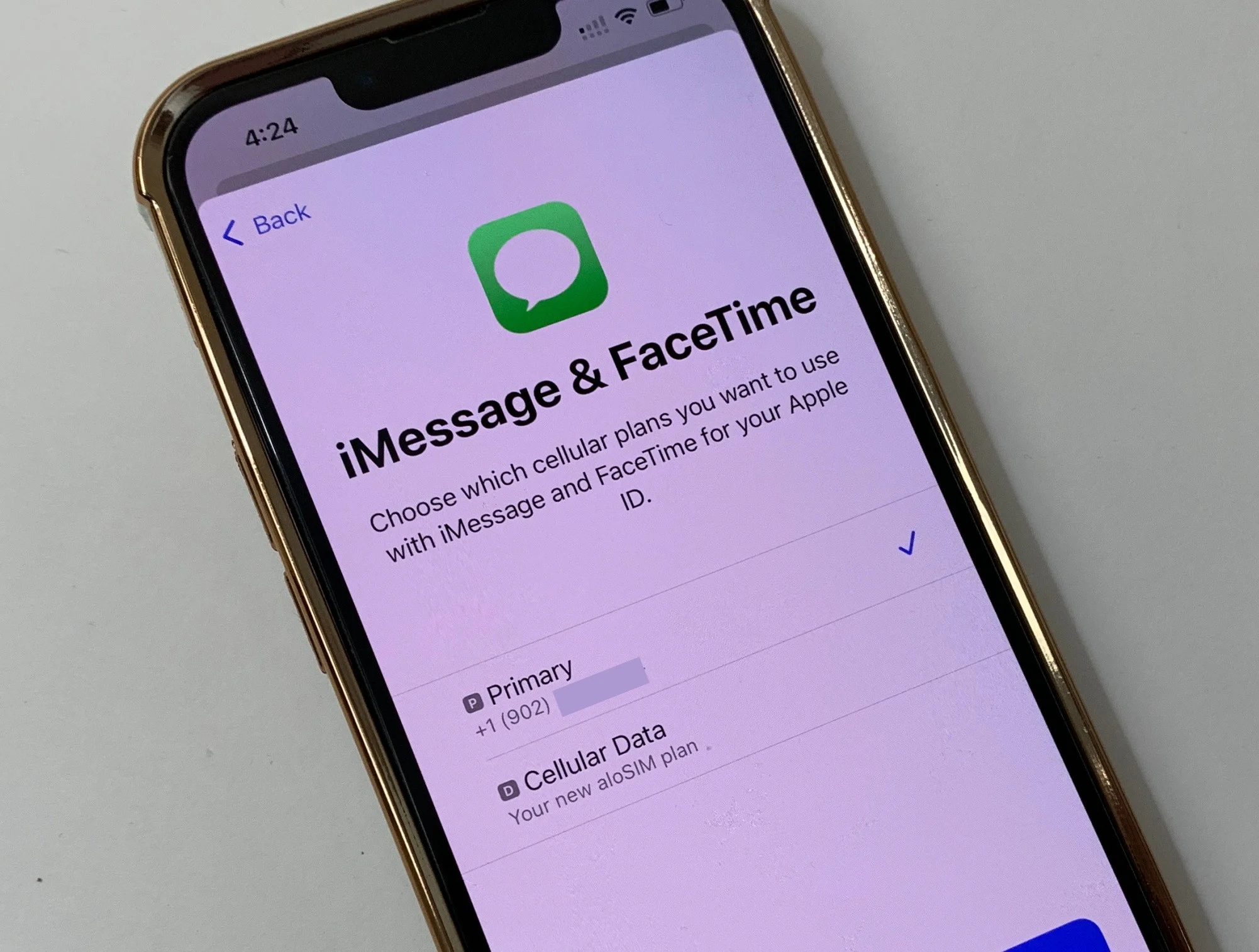 Choose your Primary SIM for iMessage and FaceTime during iPhone eSIM installation