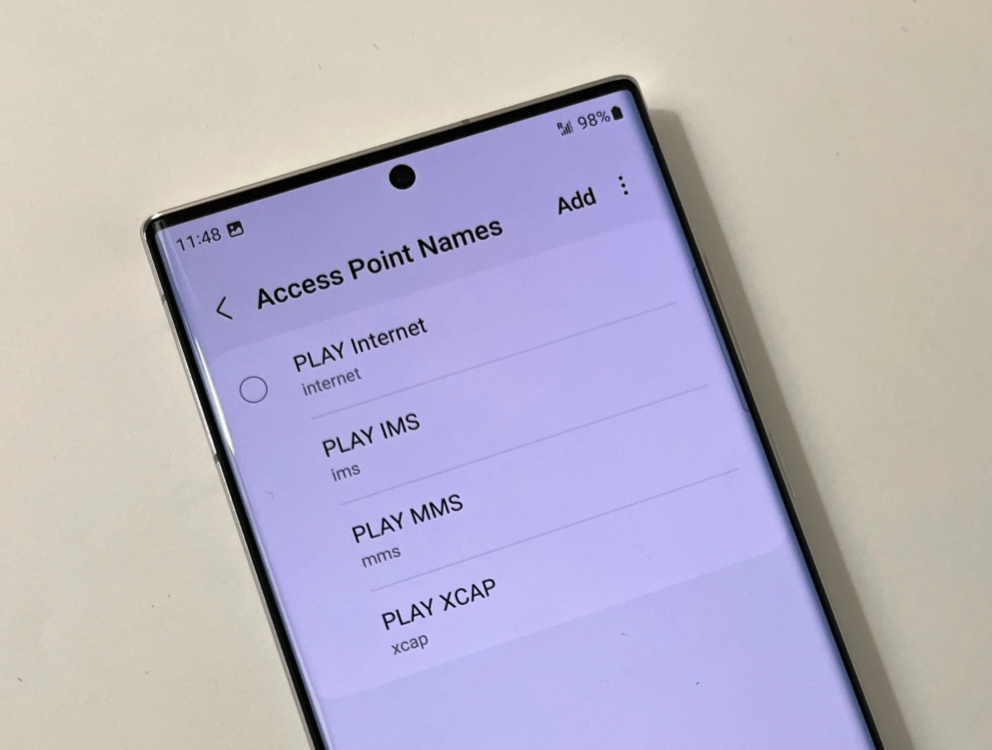 Samsung eSIM activation / Set your APN Access Point Name to alosim