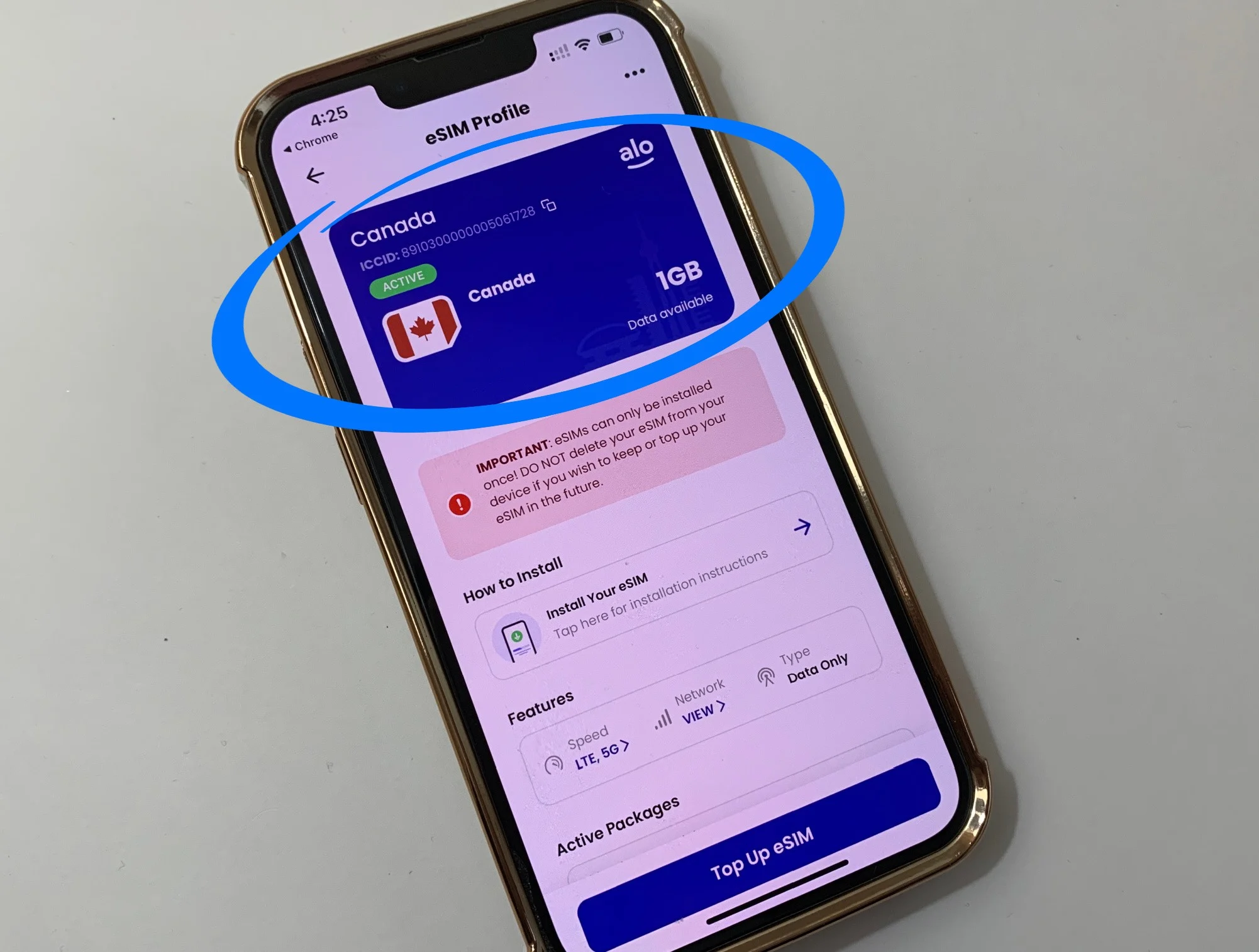 Your eSIM data package will only auto-activate if you're already located in the correct country and running the latest iOS software
