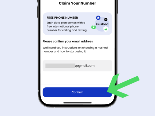 Confirm your email address to receive instructions on claiming your free Hushed number