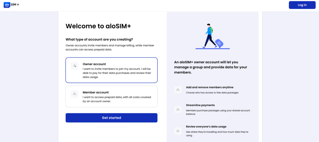 It's free to sign up for aloSIM+